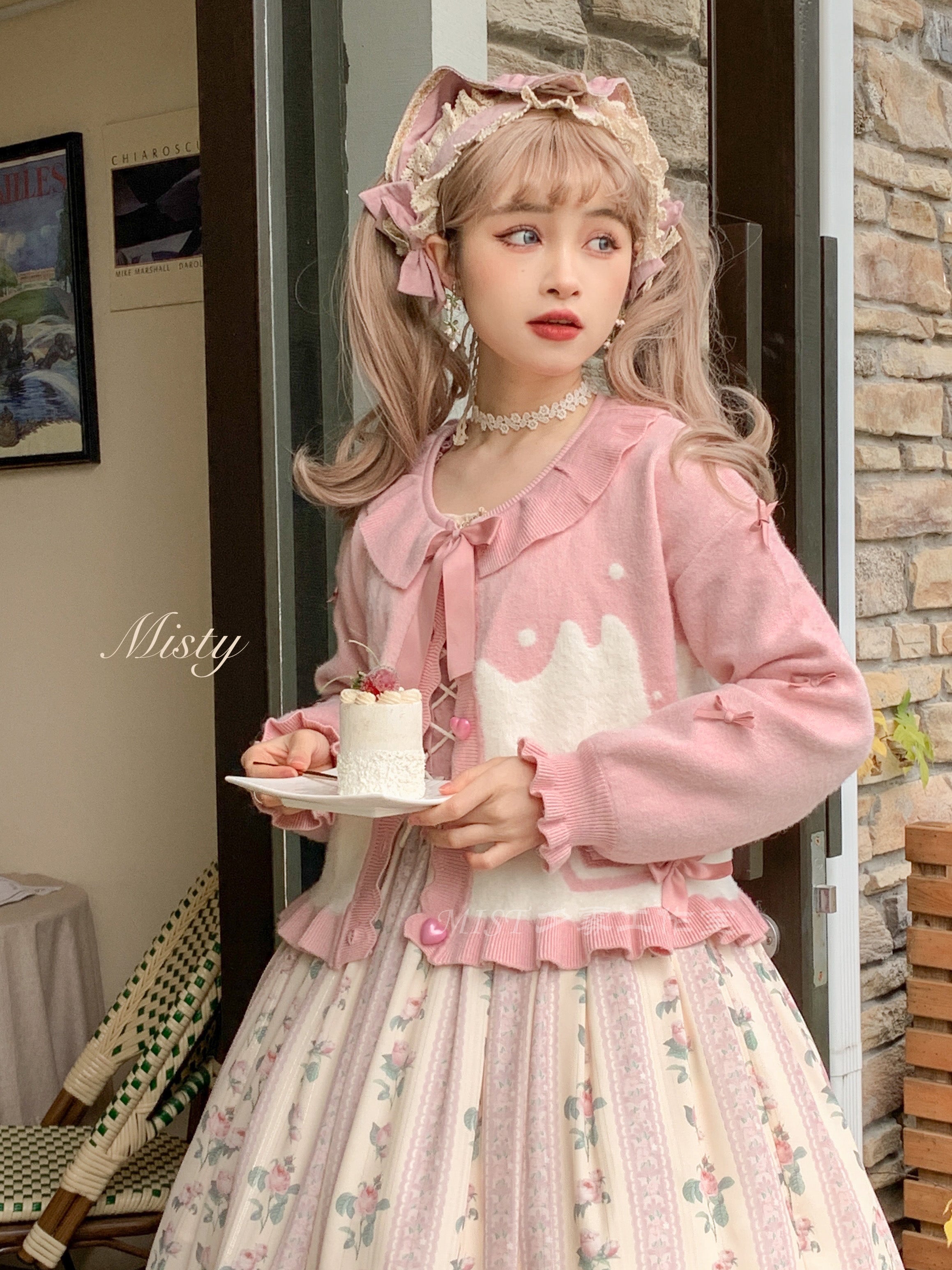 MIST~Beating Heart~Sweet Lolita Thick Sweater Coat Puff Sleeve