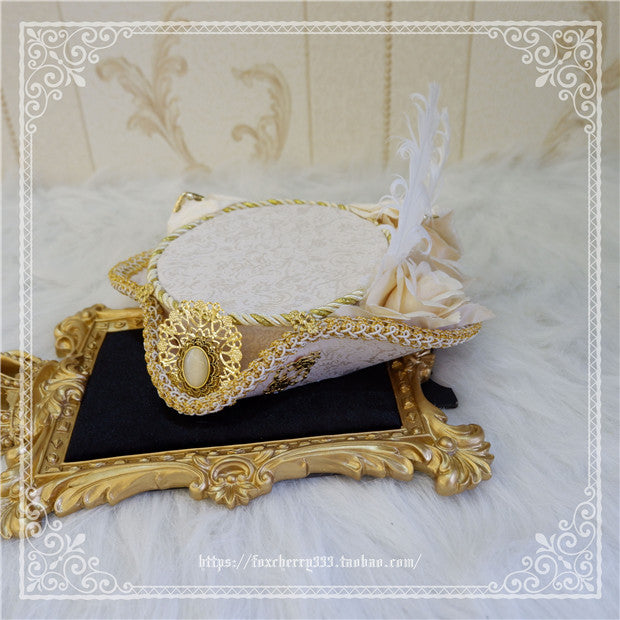 Fox Cherry-Lolita Palace Retro Gorgeous Feather Top Hat