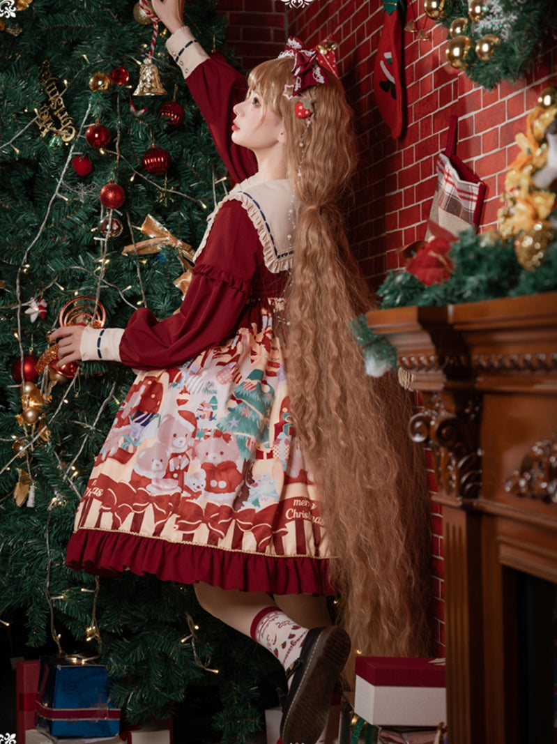Eieyomi - Christmas Bear - Sweet Lolita Princess OP Dress