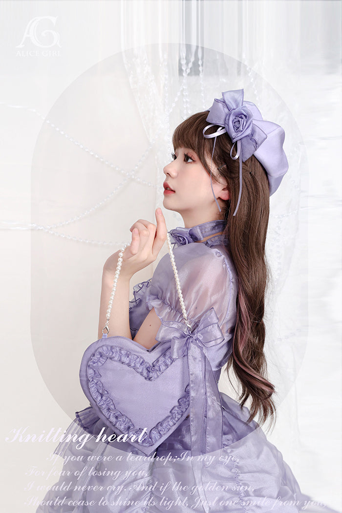 Alice Girl~Knitting Core~Lolita Accessory Light Luxury Glossy Beret   