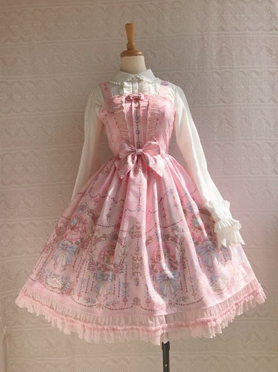 Yilia~Sweet Printing Winter Lolita JSK Dress XS pink 