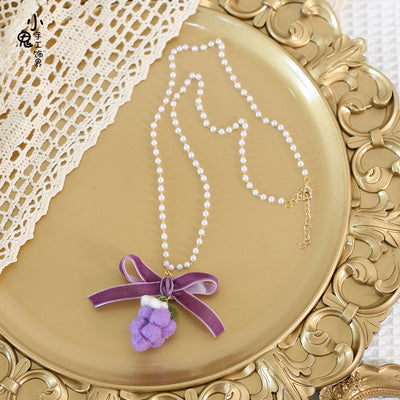 Xiaogui~Vintage Frence Grape Hairpin Lolita Accessory No.3 light purple grape chain (55cm)  