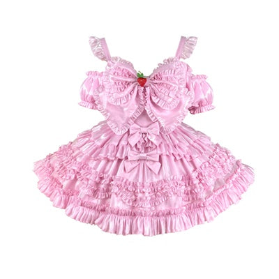 Diamond Honey~Strawberry Barbie~Sweet Pink Lolita OP Dress XS Lolita OP + tail 