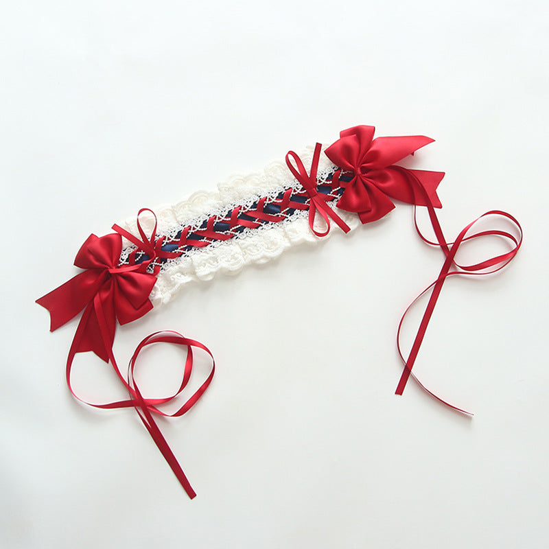 Sweet Kid Lolita Lace Hair Band wine red（dark blue）