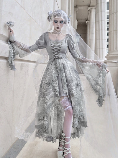 Blood Supply~Rose Funeral~Halloween Grey Classic Lolita OP   
