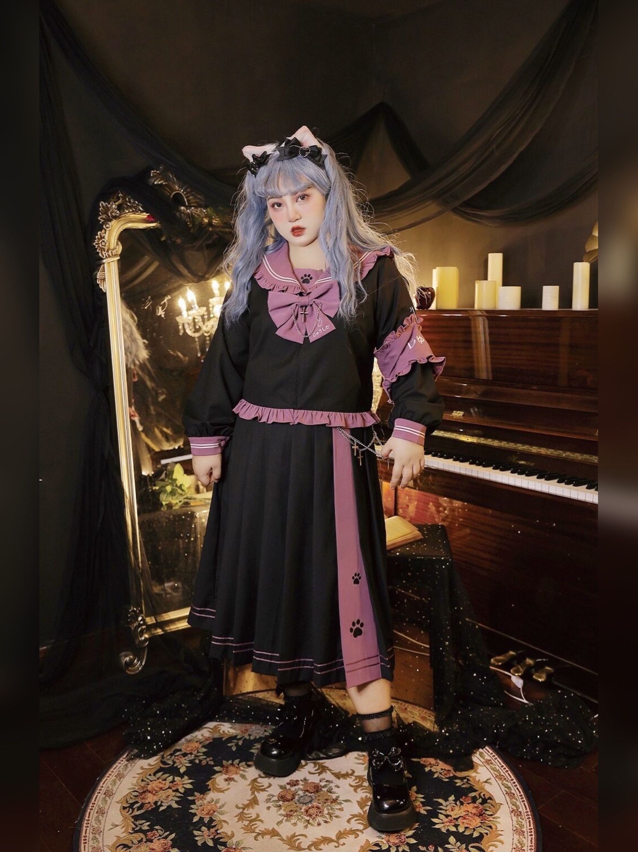 Yingtang - Plus Size Lolita Dress Gothic Lolita JK Dress Set