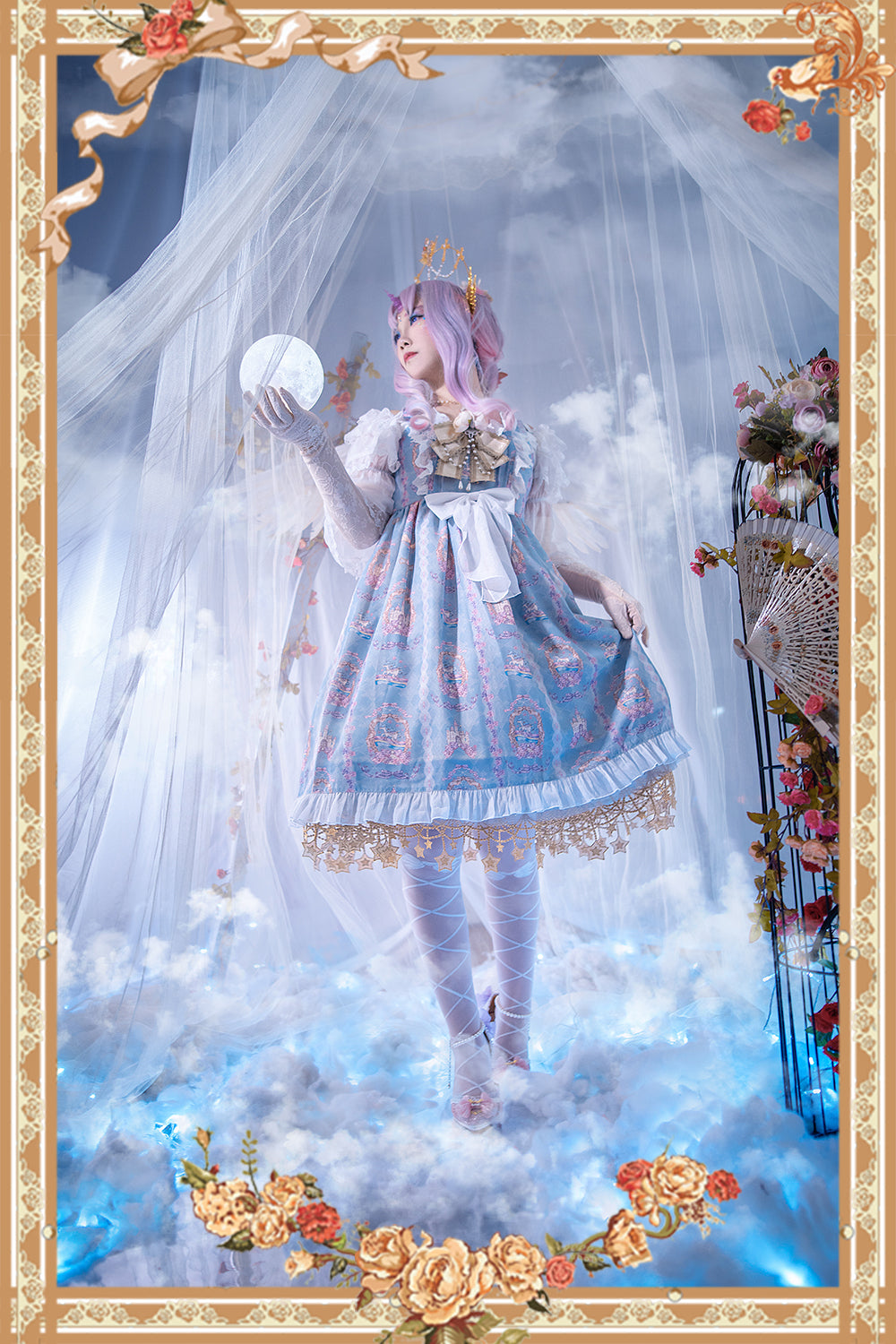 Infanta~ Christmas doughnut Ice  Cream Dress Lolita JSK S sky blue unicorn JSK 