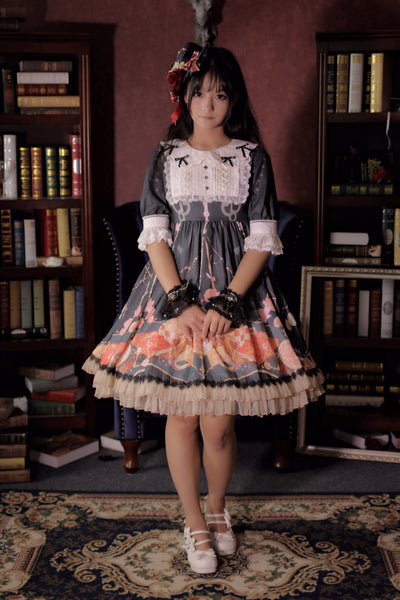 Strawberry Witch~Clock Adventures~Casual Lolita OP Dress S balck 