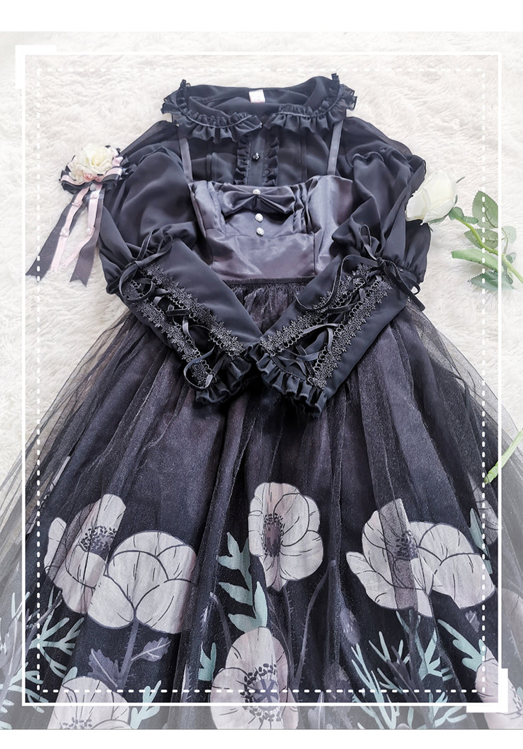 Sakurada Fawn - Plus Size Lolita Shirt Mutton Sleeve Lace Blouse