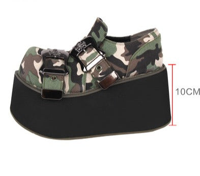 Angelic Imprint~Camouflage 10cm Punk Lolita Muffin Shoes   