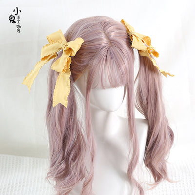 Xiaogui~Cosplay Double Ponytail Spiral Lolita Hair Clips yellow (pair)  