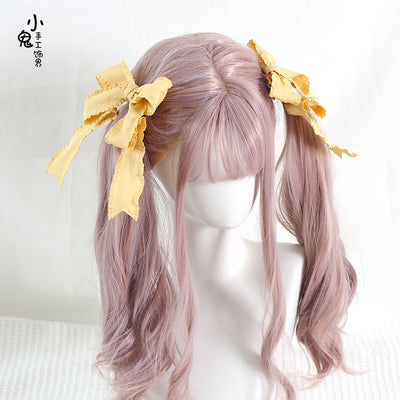 Xiaogui~Cosplay Double Ponytail Spiral Lolita Hair Clips yellow (single one)  