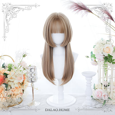 Dalao Home~Lolita Cute 60cm Straight Wig Multicolors free size linen white paulownia(2-13) 