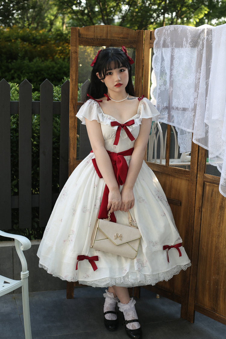 (Buyforme) Sweet Wood~Elegant Floral Sweet Lolita SKirt, Corset, Accessory S red OP 
