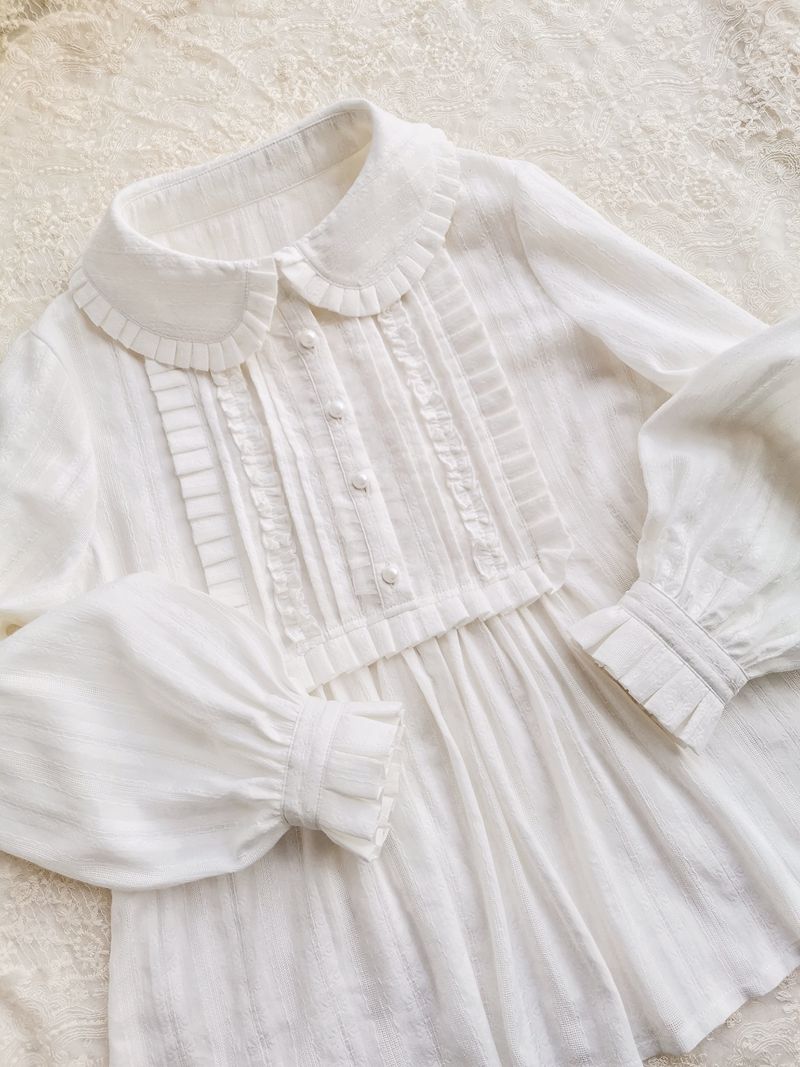 Yilia~J-fashion Ruffle Cotton Lolita Blouse   