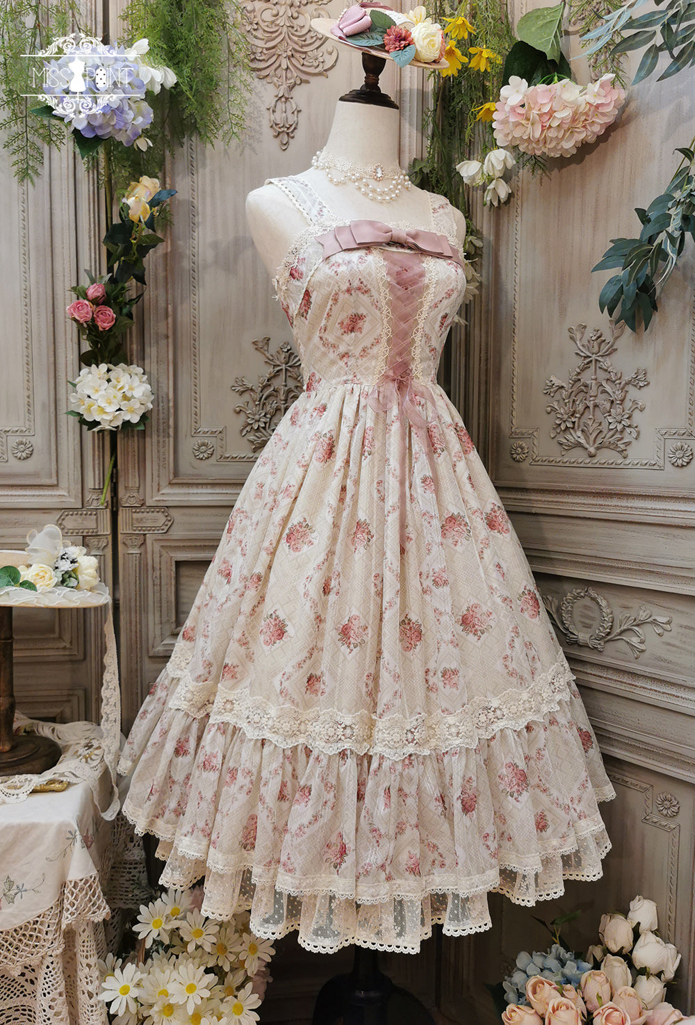 Miss Point - Woody Rose - Elegant Floral Lolita JSK XS floral print version