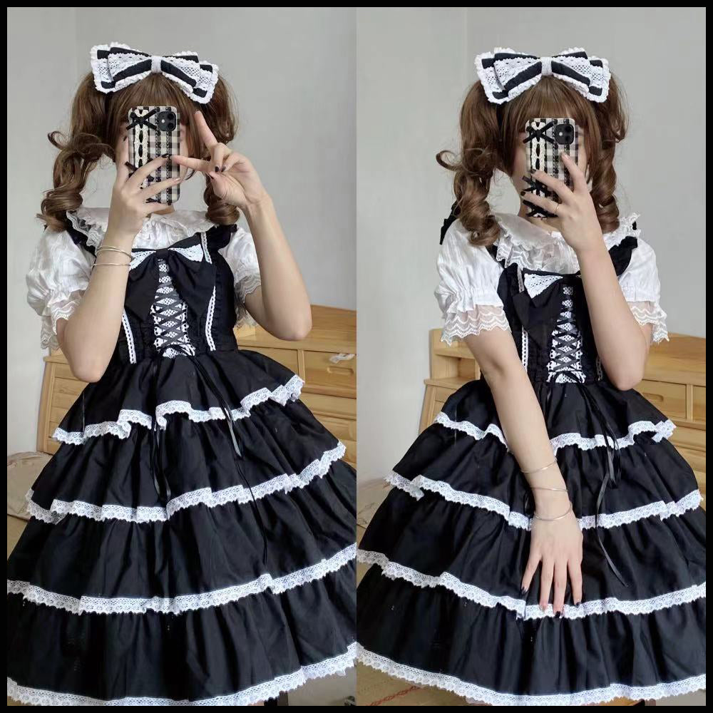 (BuyForMe) Ilovexiaolu~Princess Tata Kawaii Solid Color Lolita JSK S Long black