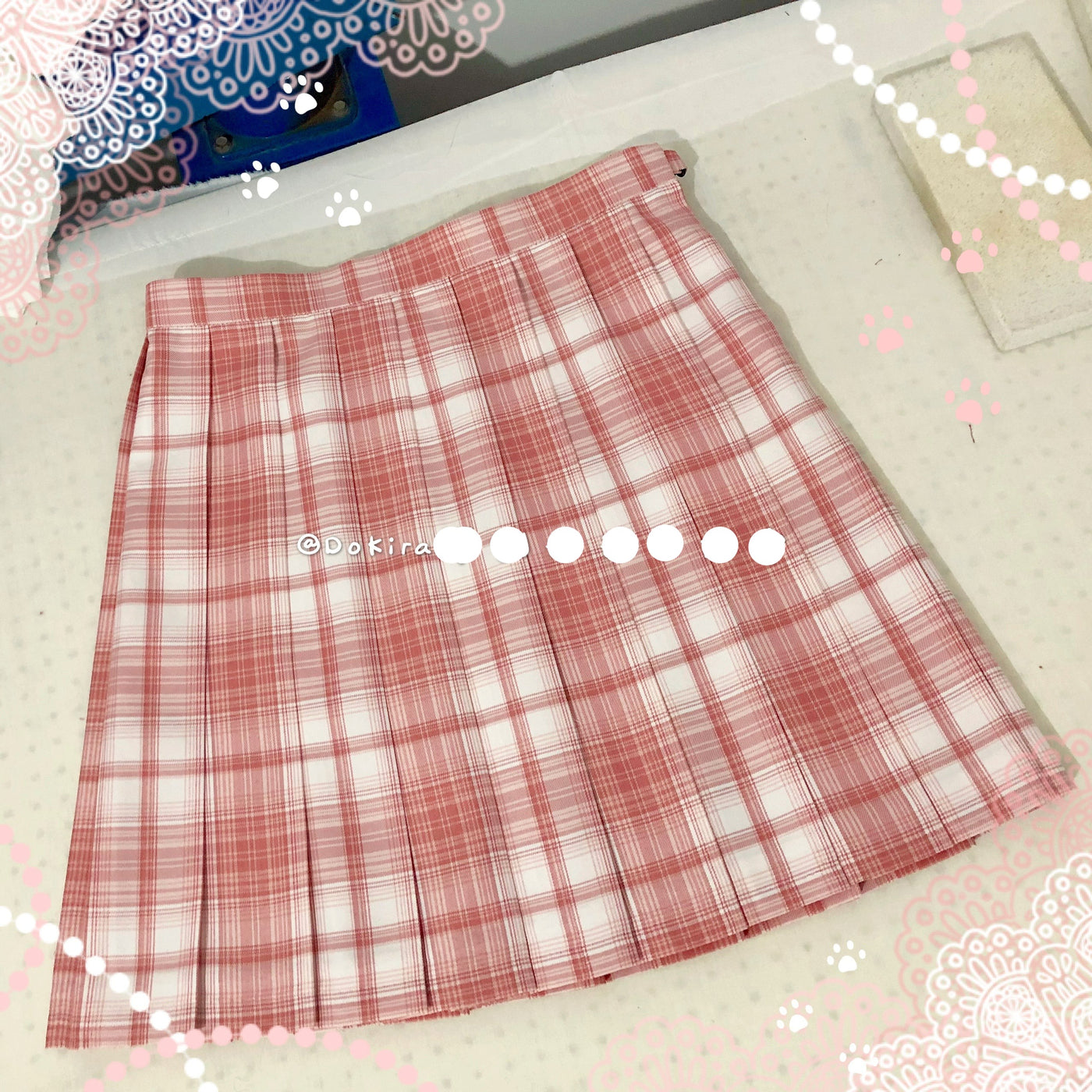Milky Way~Strawberry Pink Plaid SK Skirt   