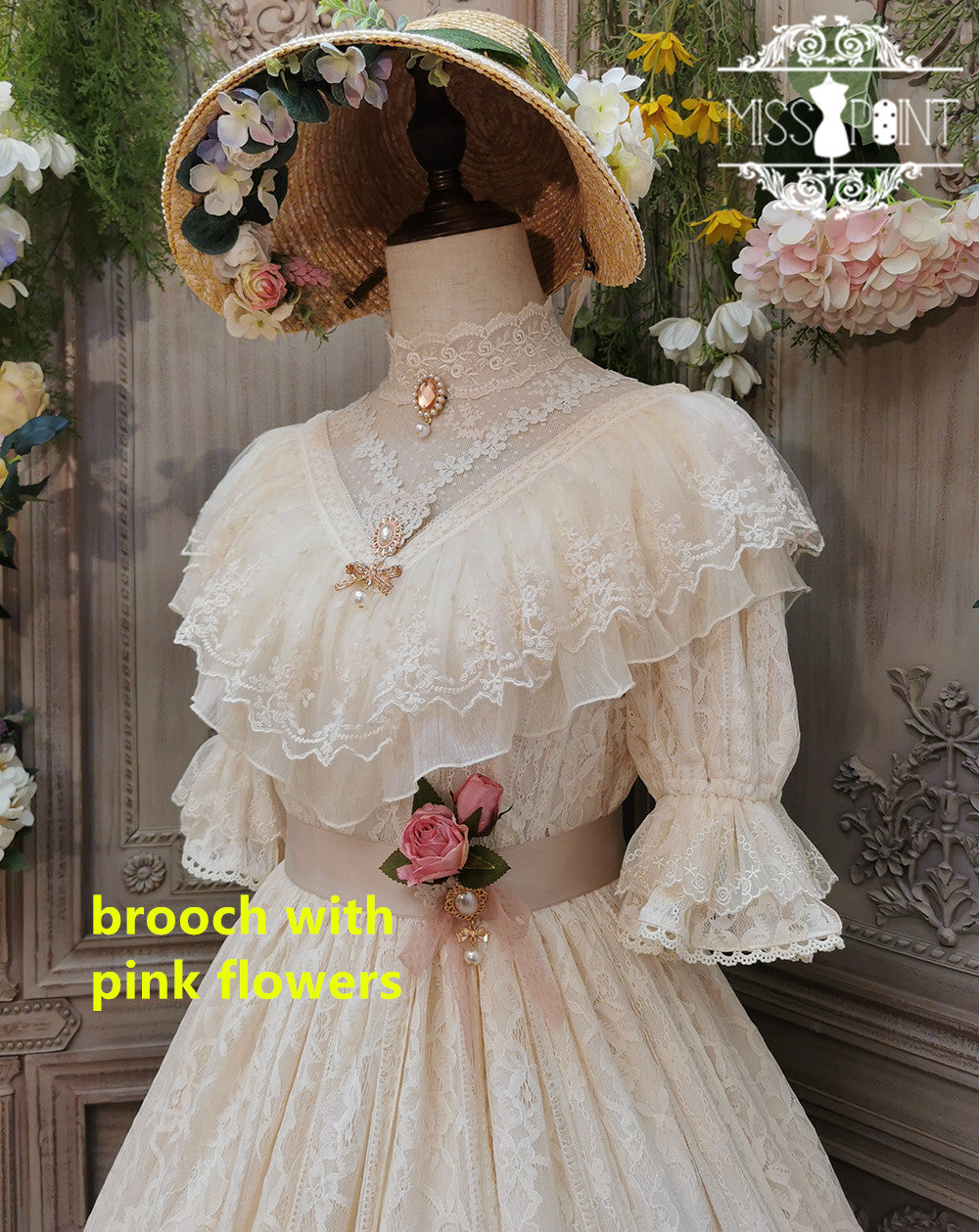 Miss Point - Woody Rose - Lolita Headband Flower Brooch
