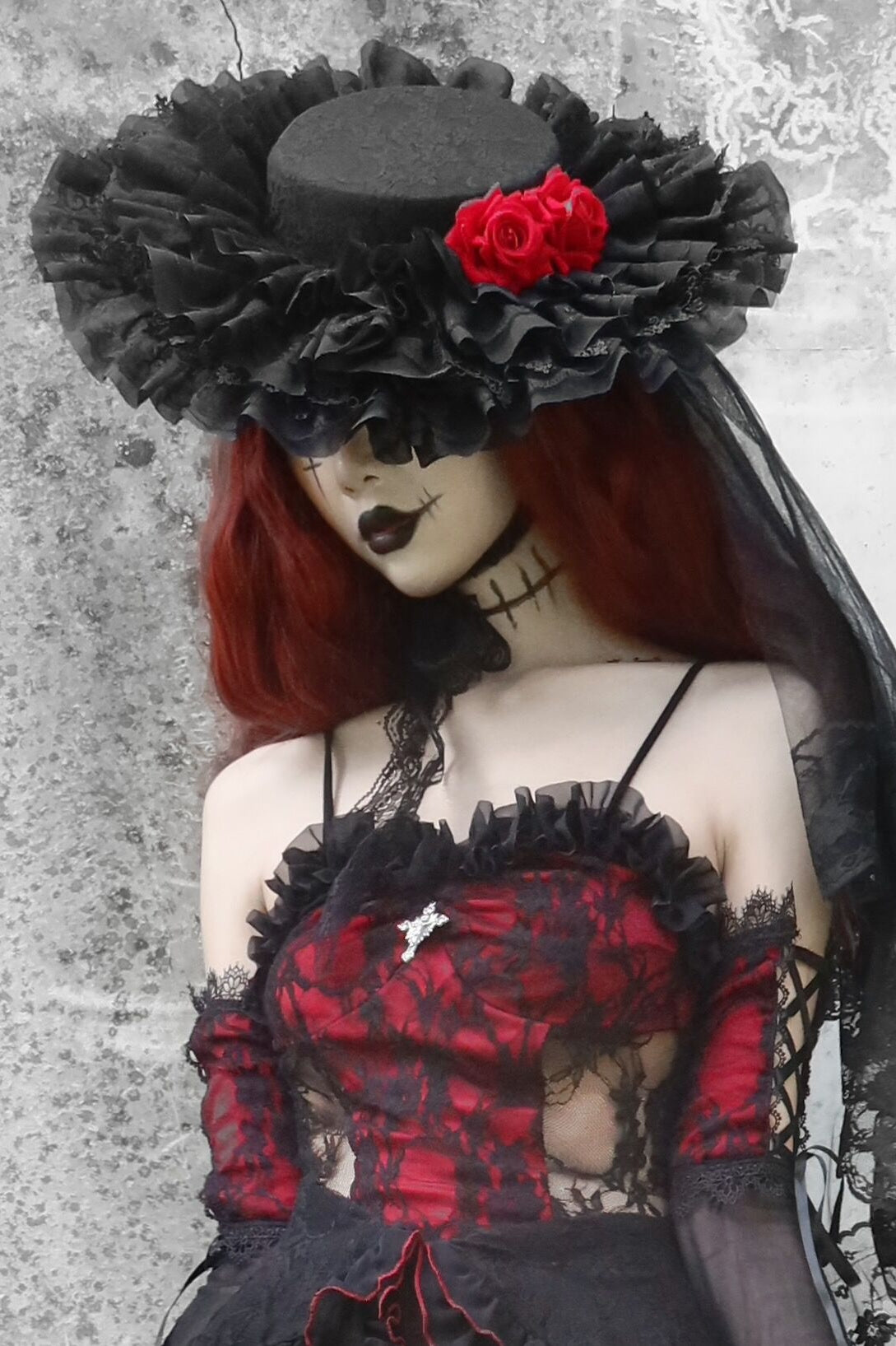 Blood Supply - Night Visit with Vampire - Halloween Gothic Lolita Rose Flat Hat