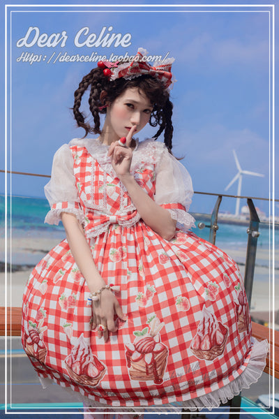 Dear Celine~Strawberry Ice Cream Lolita Bow Headband   
