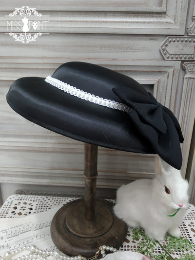 Miss point~Rhine Riverside~Summer Bow Lolita Top Hat black  