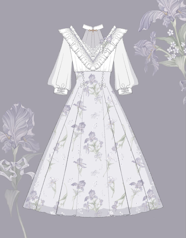 Cornfield Lolita~Iris Dream~Elegant Lolita Dress Short Sleeve OP   