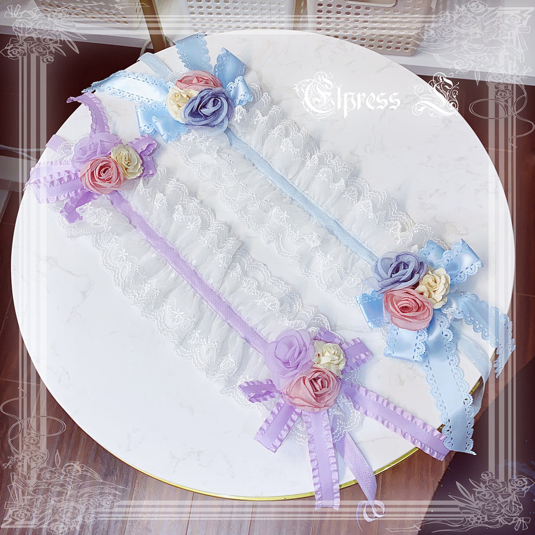 Elpress L~3D Flower Lolita Hairband Cuff Brooch Multicolors   