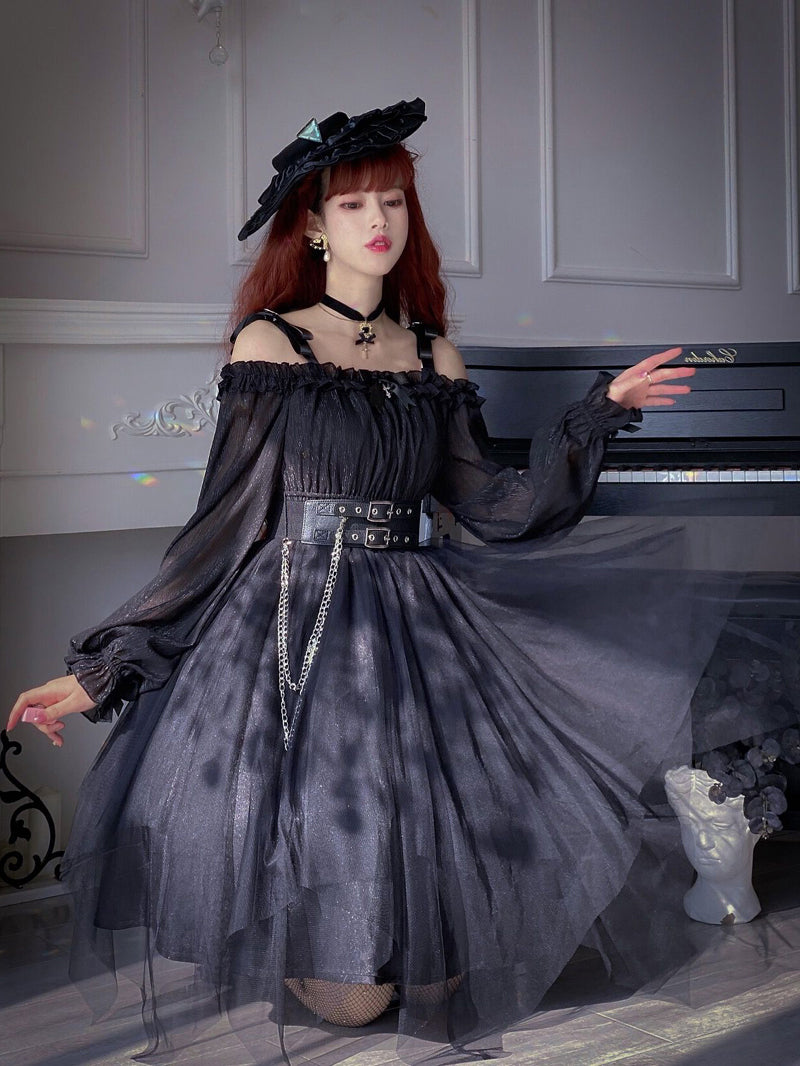 Your Princess~Gothic Lolita High Waist Black Dress   