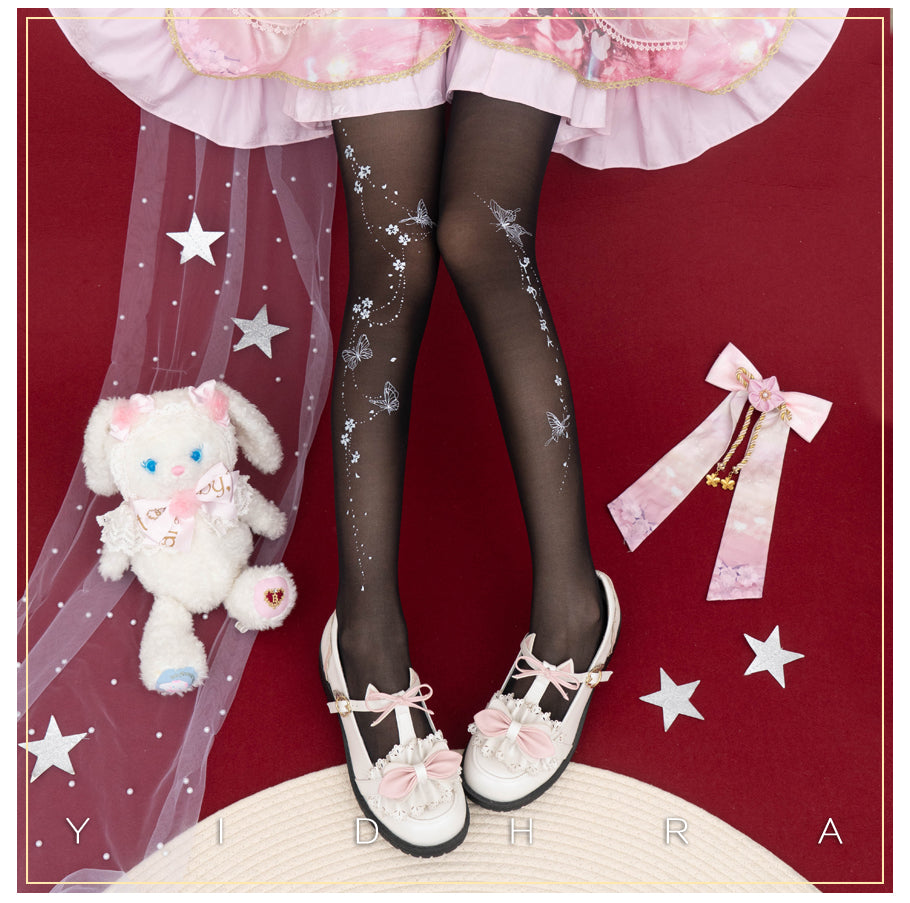 Yidhra - Butterfly Flowers - Summer 20D Velvet Lolita Tights