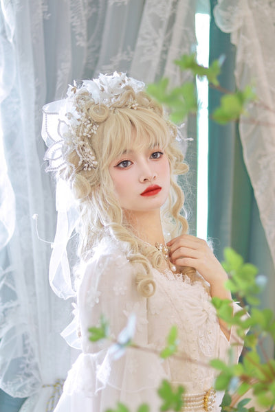 One Night~Flower Wish~Flower Wedding Lolita OP S white+gold 