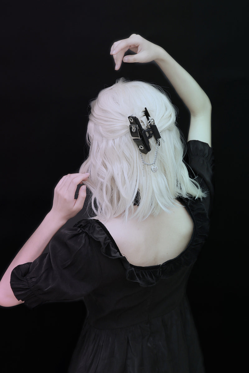 Strange Sugar - Gothic Lolita black Alloy Clip With Chains