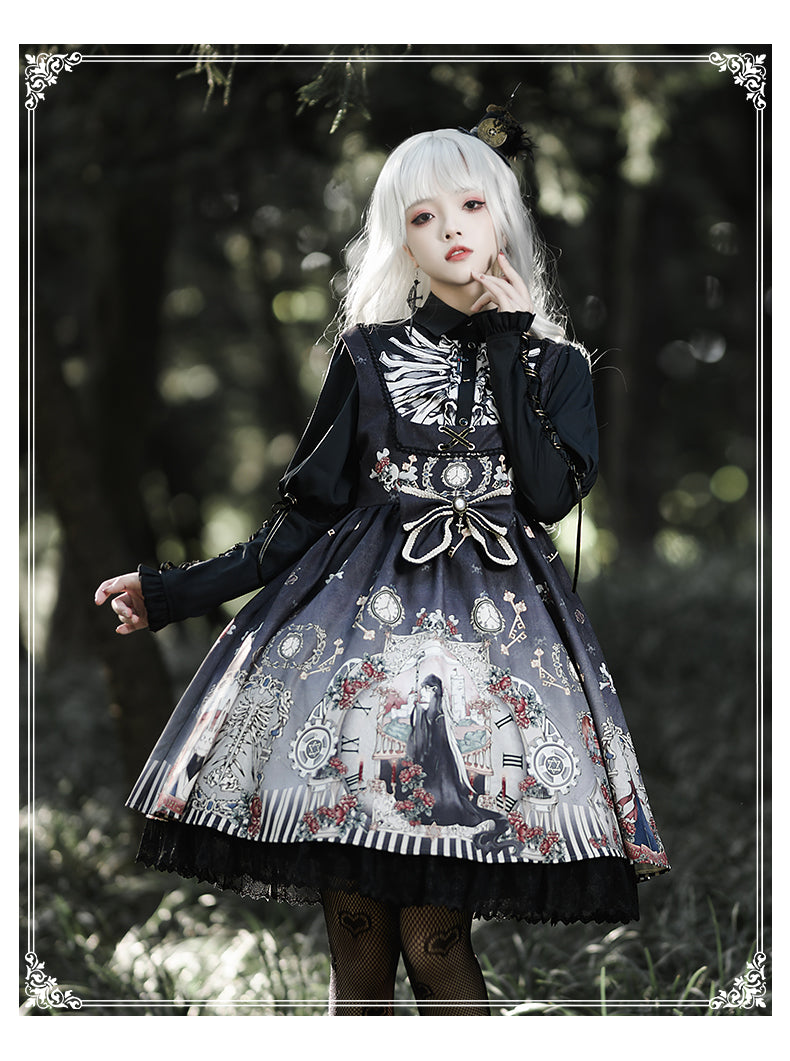 YingLuoFu~Black Fairytale~Gothic Twins Lolita JSK   