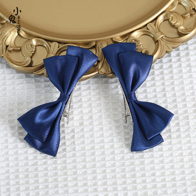 Xiaogui - Sweet Lolita Ponytail Lolita Bow Hair Clips dark blue