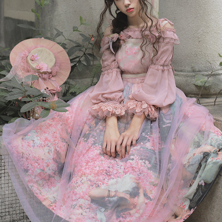 Balladeer~Open Shoulder Puff Sleeve Lolita Blouse   