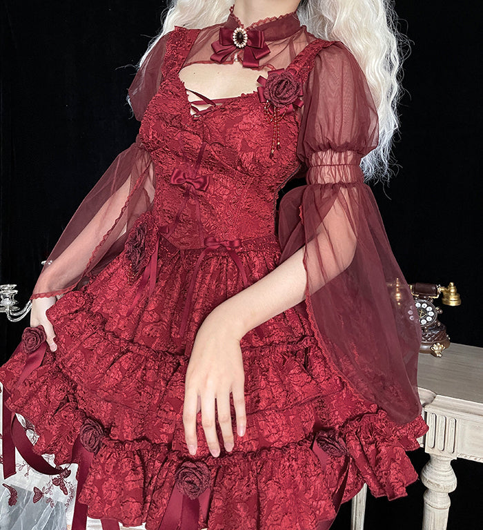 Alice Girl~Gothic Lolita SK Set~Blood Rose Skirt and Corset   