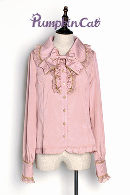 Pumpkin Cat~Gold Trim Long Sleeve Lolita Blouse   