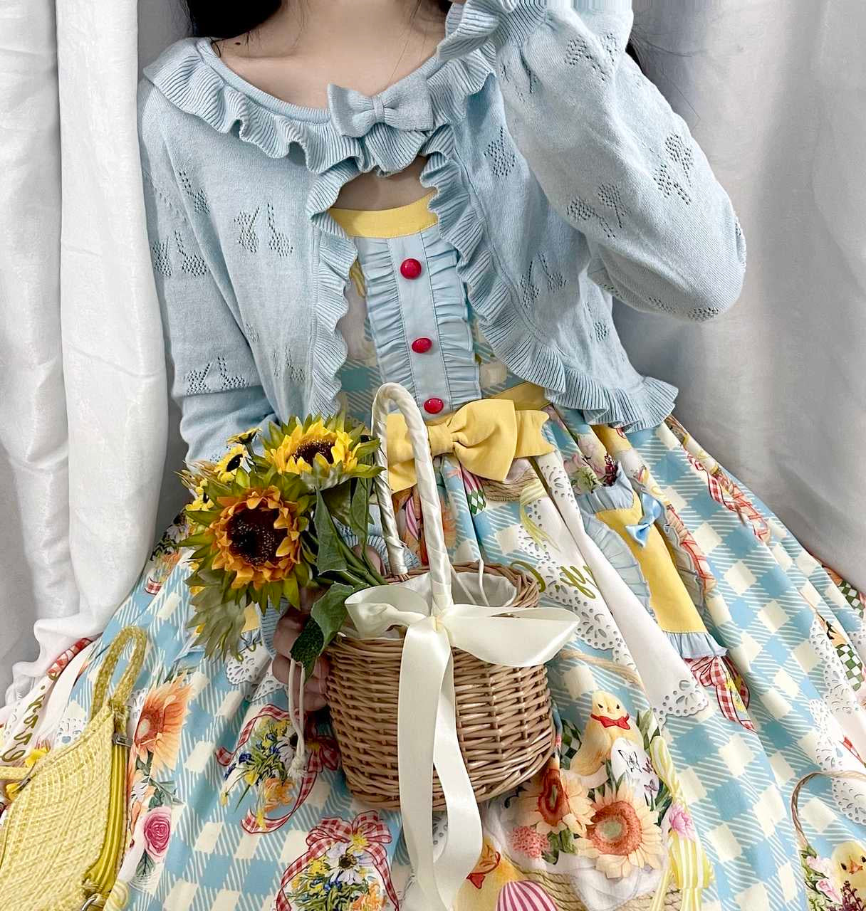 Little Dipper~Sweet Lolita Coat Long-sleeved Cotton Cardigan small water blue