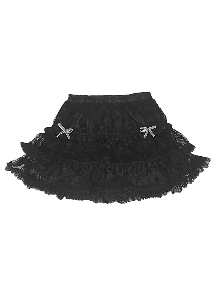 Blood Supply - Dark Feast - Gothic Cross Tiered Mesh Lolita Skirt S lace black SK