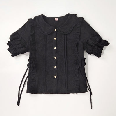 (BuyForMe) Sakurada Fawn~Sweet Lolita Short Sleeve Cotton Blouse S black 