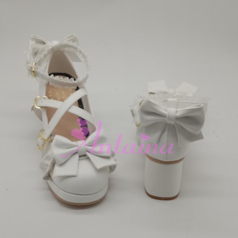 Antaina ~ Simple Sweet Lolita White Lolita Plus Size Heels   