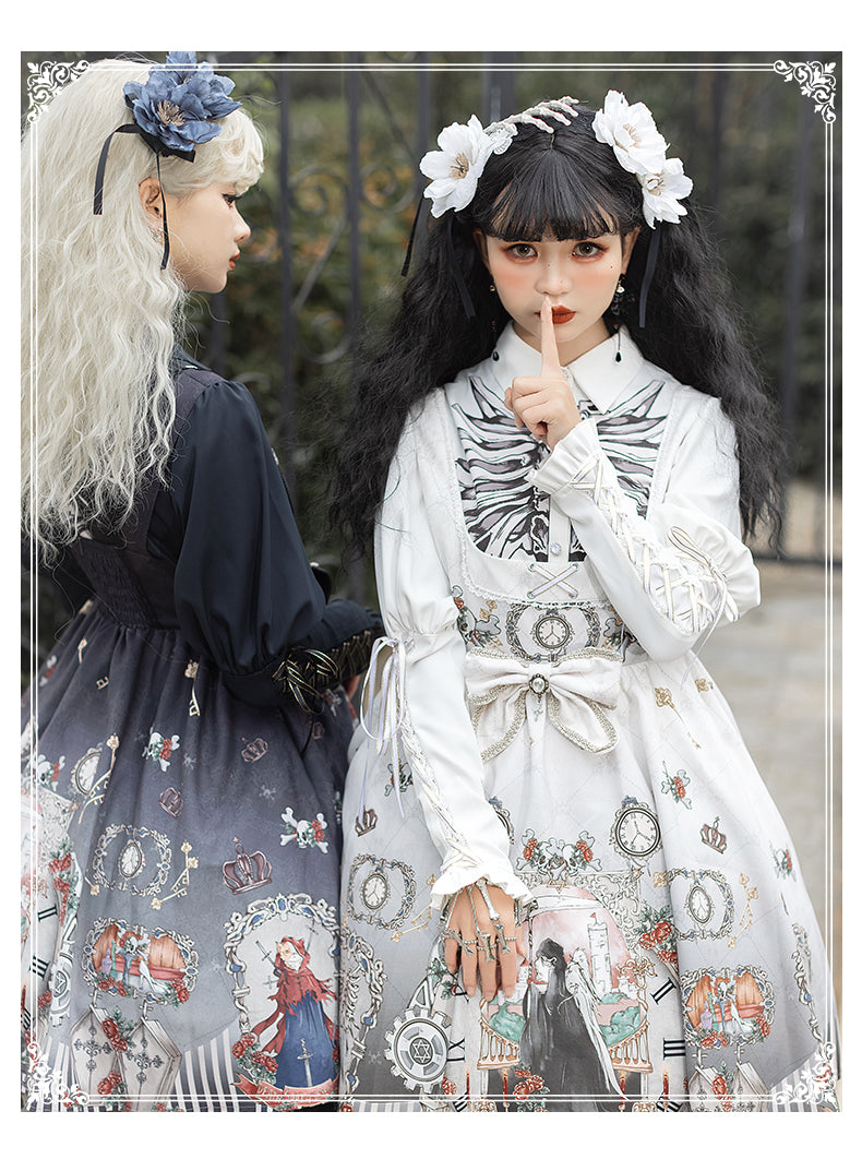 YingLuoFu~Black Fairytale~Gothic Twins Lolita JSK   