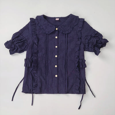 Sakurada Fawn - Plus Size Lolita Short Sleeve Cotton Blouse (2XL 3XL 4XL 5XL L M S XL) 1622:48517
