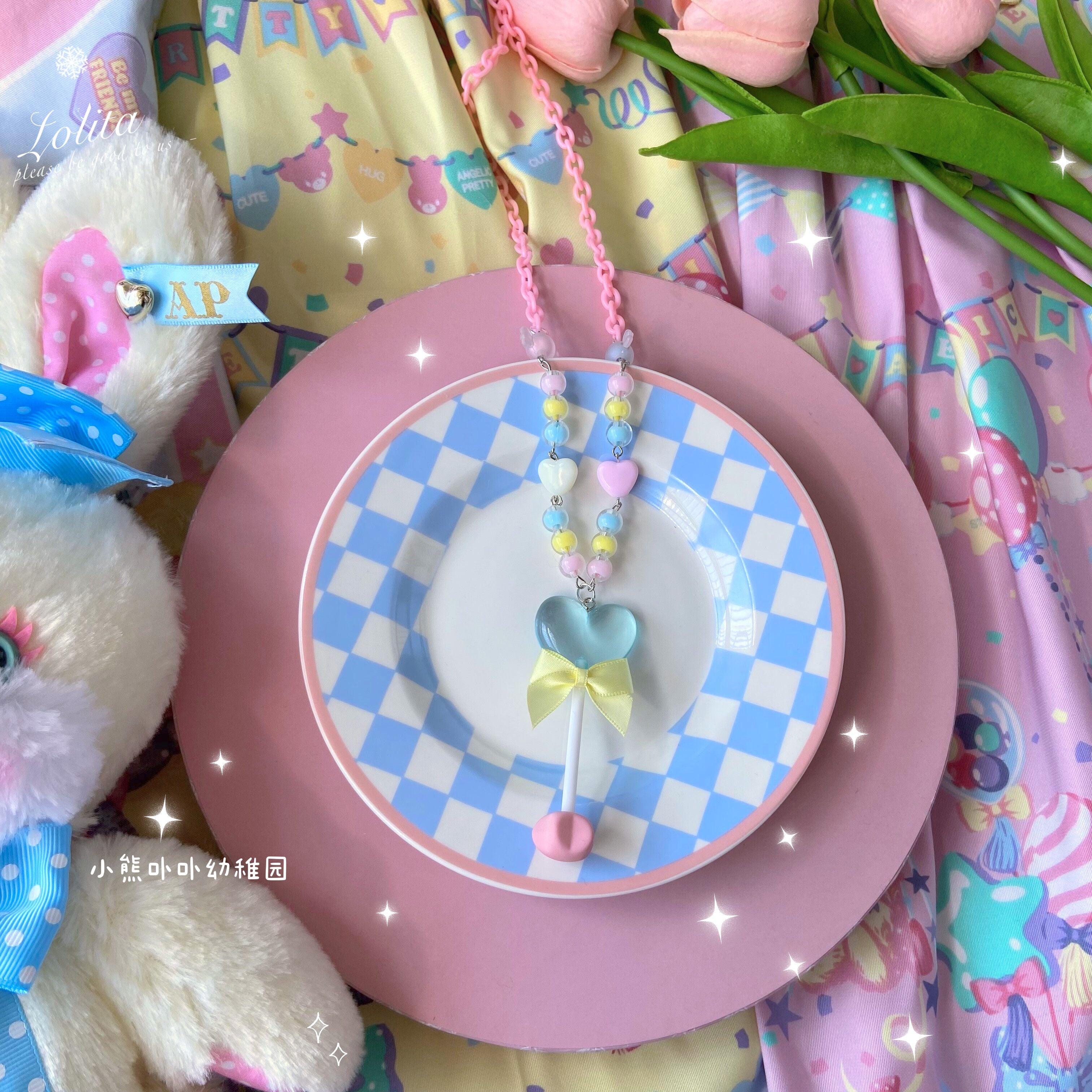Bear Doll - Sweet Lolita Bow Heart-Shaped Sweater Chain bule heart-shaped