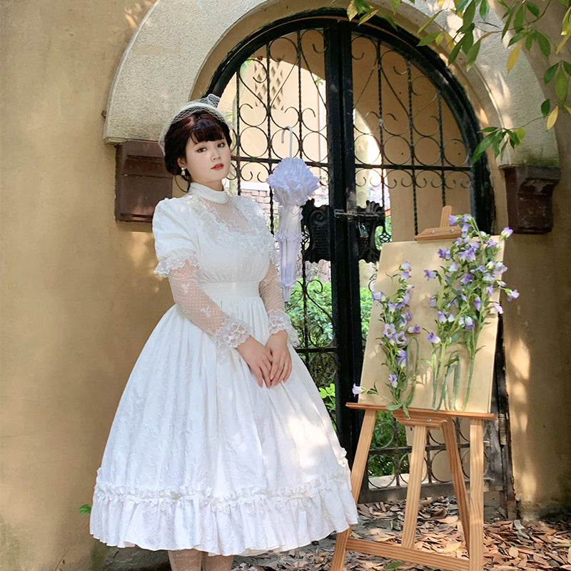 NanshengGe~Miss Winnie~Autumn Black and White Lolita OP S white color 