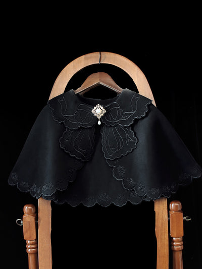 Alice Girl~Lolita little rose~Elegant Lolita Embroidery Cloak S black(cloak) 