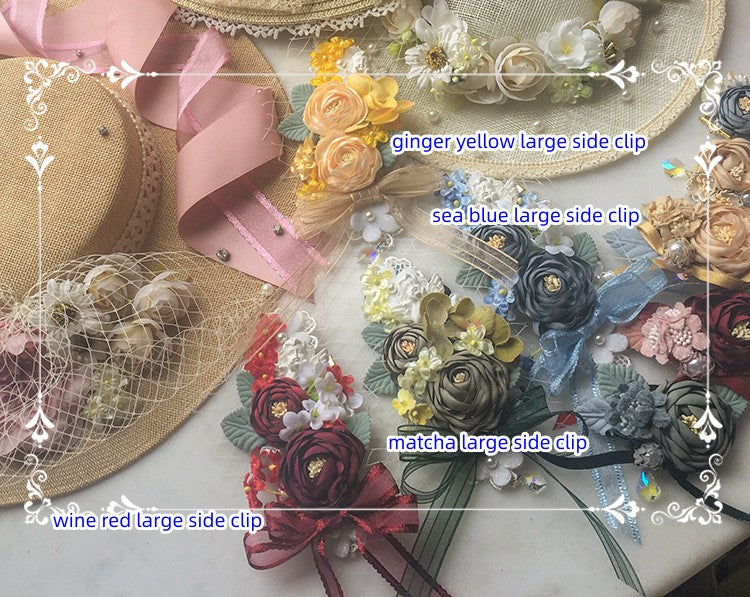 ZeeYe~Monica's Garden~Floral Lolita Clip Brooch Choker ginger yellow large side clip  