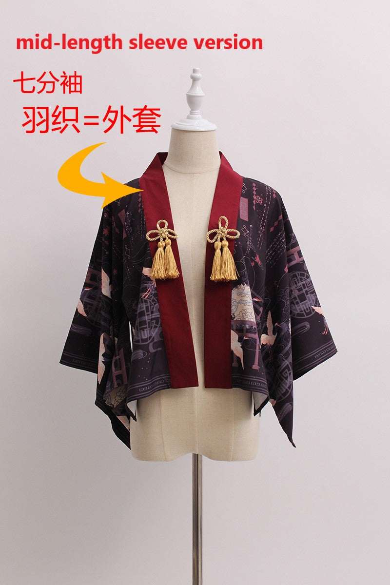 Alice Girl-Return of Crane Wa Lolita Tassels Short Haori S purple(mid-length sleeve version) 