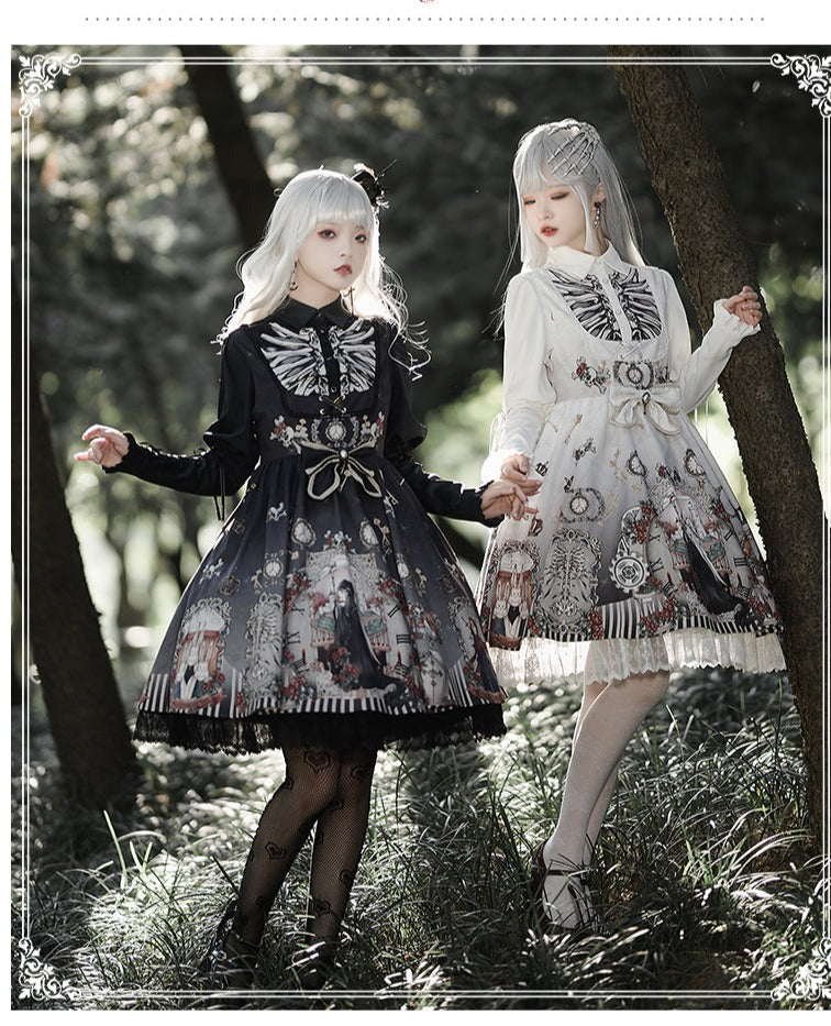 YingLuoFu~Black Fairytale~Gothic Twins Lolita JSK   