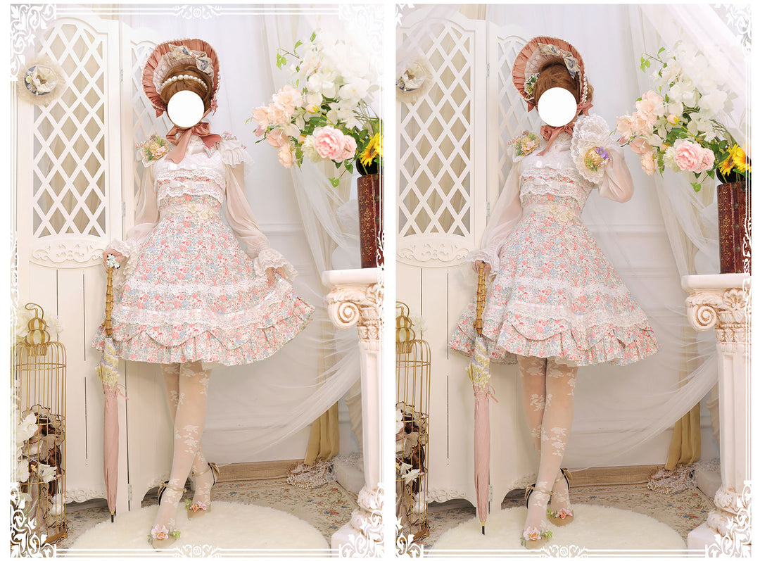 Magic Tea Party~Solid Color Lolita Casual Dress Floral Dress JSK   